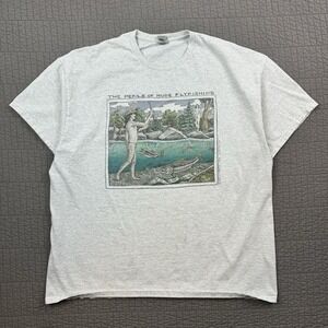 Vintage Rollo Trout The Perils Of Nude Fly Fishing 1993 T Shirt Men's 2XL Gray